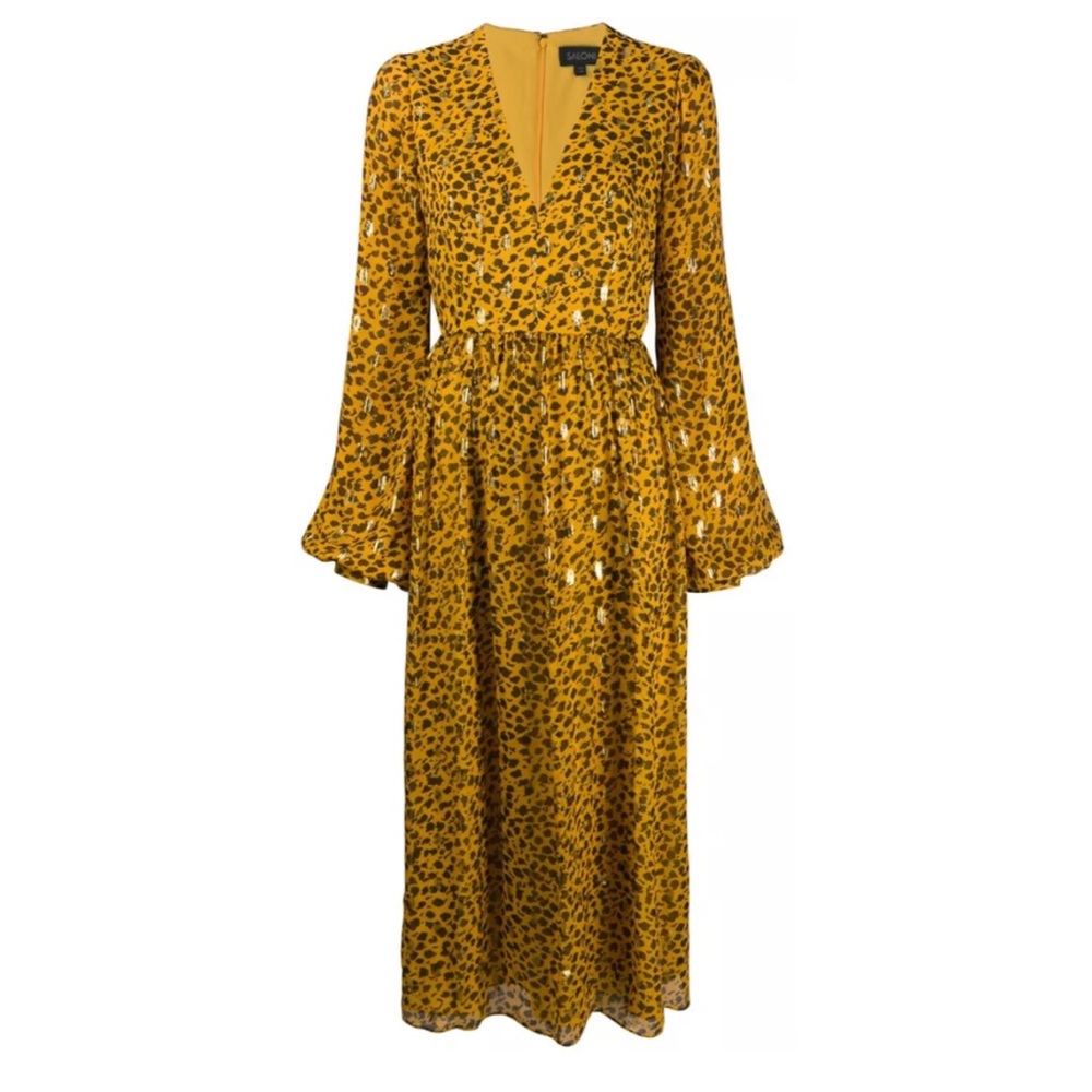 New Saloni brand leopard print flare dress sz 0